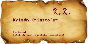 Krisán Krisztofer névjegykártya
